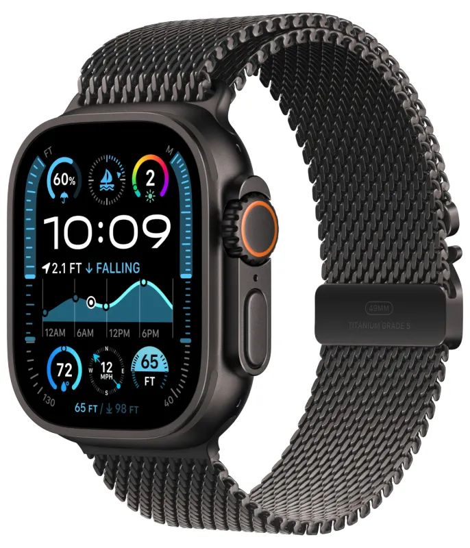 Apple Watch Ultra 2 2024 49 мм, ремешок Milanese черного цвета, размер M