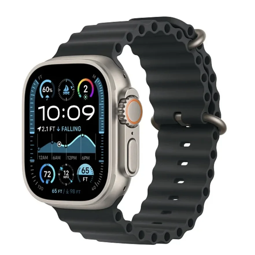 Apple Watch Ultra 2 2024 49 мм, корпус из натурального титана, ремешок Ocean черного цвета